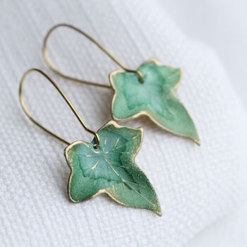 Clover Green Ivy Leaf Earrings, 2 of 10