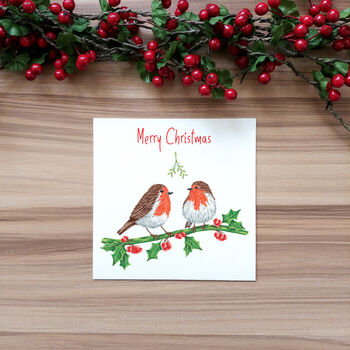 Personalised Robin Couple Christmas Card, 4 of 7