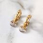 The Orb Clear Quartz April Birthstone Earrings, Gold Plated, thumbnail 2 of 5