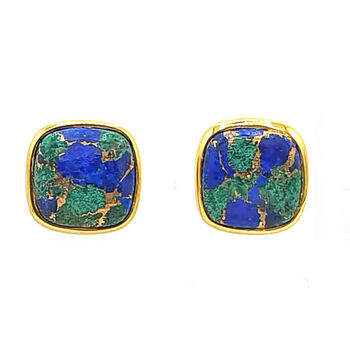 Gold Vermeil Plated Azurite May Birthstone Earrings, 5 of 6