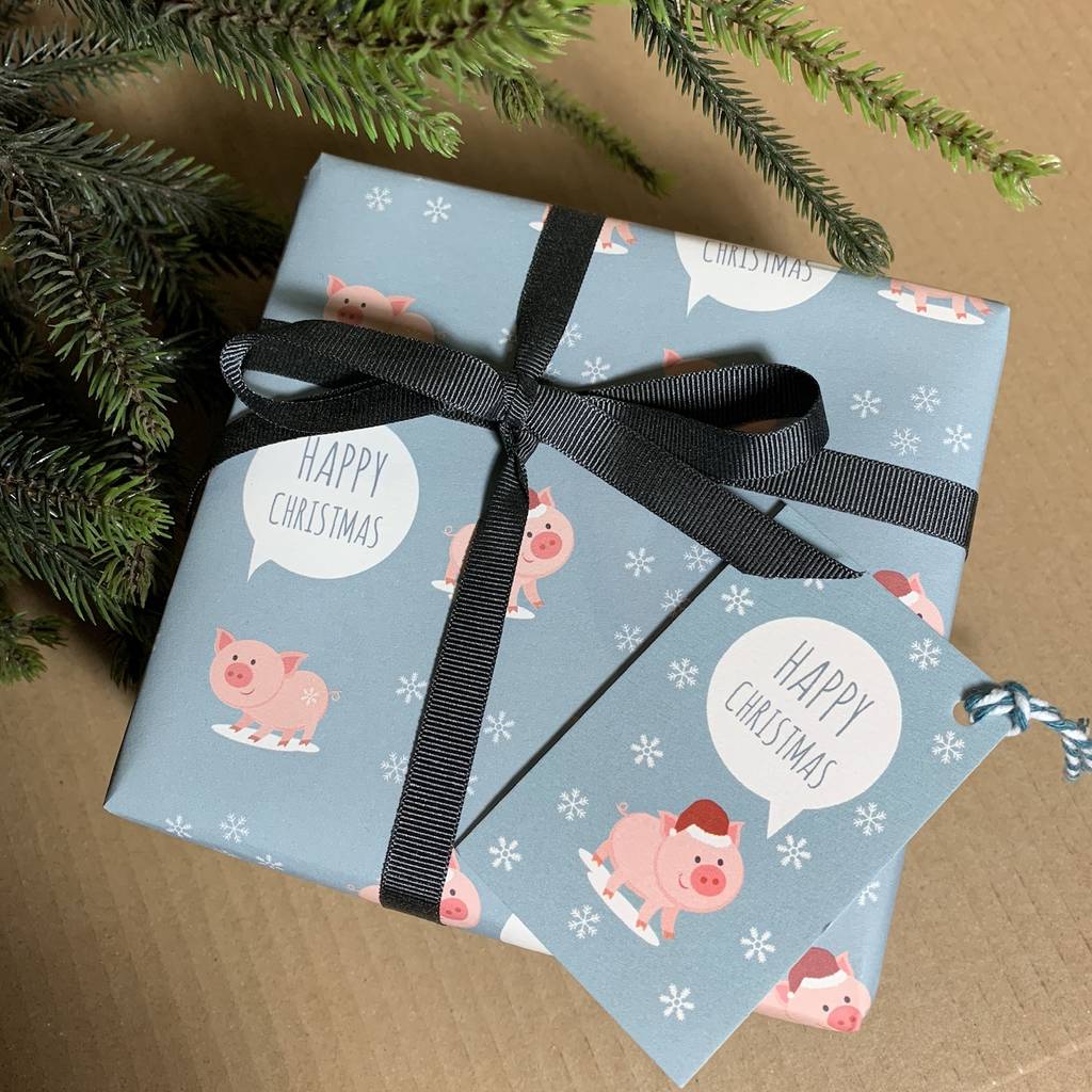 Christmas Pig Gift Wrap, 1 of 3