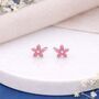 Sterling Silver Pink Forget Me Not Micro Stud Earrings – 4mm, thumbnail 1 of 4