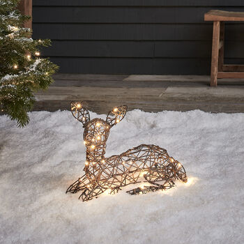 Studley Rattan Resting Fawn Light Up Reindeer, 2 of 6