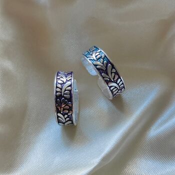 Silver Blue Purple Leaf Adjustable Toe Ring, 4 of 4
