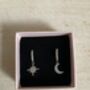 Silver Moon And Star Hoop Earrings, thumbnail 2 of 4