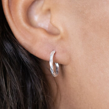 Sterling Silver Twisted Hoop Earrings, 2 of 8