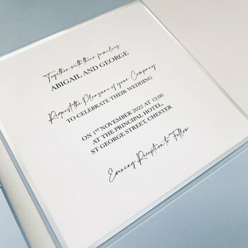Dusky Blue And White Bunny Tails Wedding Invitation, 4 of 7