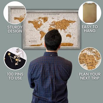 Travel Map With Pins Travel Gifts, 4 of 11