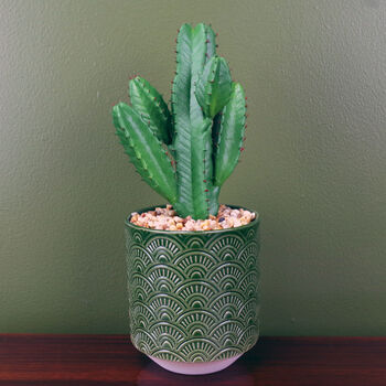 23cm Artificial Cactus Plant Potted In Green Planter, 3 of 3