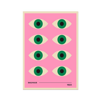 Bauhaus Eye Art Poster. Pink And Green Eyes, 2 of 3