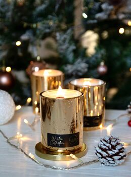 Mulled Wine Winter Candle, Wood Wick And Coconut Wax, 2 of 3