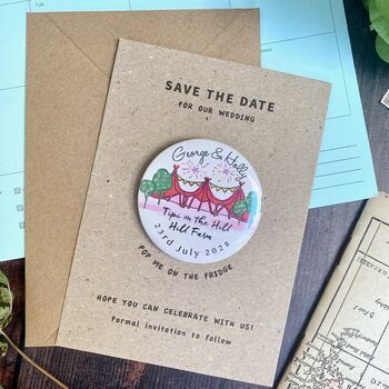 Tipi Illustration Colourful Magnet Save The Date, 3 of 10