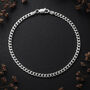 Mens Sterling Silver Flat Curb Bracelet, thumbnail 3 of 7