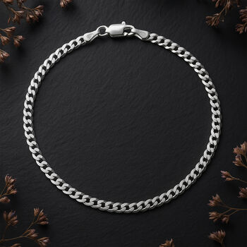 Mens Sterling Silver Flat Curb Bracelet, 3 of 7