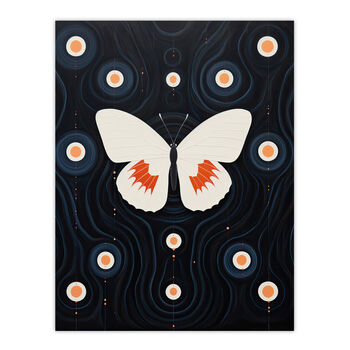 Blissful Butterfly Abstract Navy Orange Wall Art Print, 6 of 6