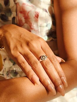 Om Symbols With Cubic Zirconia Sterling Silver Ring, 10 of 11