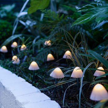 12 Mini Mushroom Solar Stake Lights, 2 of 4