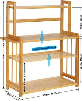 Three Tier Bamboo Storage Organizer Shelf Rack, 7 of 7