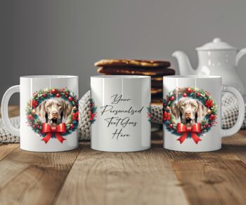 Personalised Weimaraner Christmas Wreath Dog Mug, 2 of 2