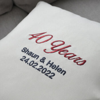 Personalised Ruby Anniversary Embroidered Cushion, 5 of 8