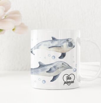 Personalised Dolphin Watercolour Name Mug With Dolphins, 4 of 4
