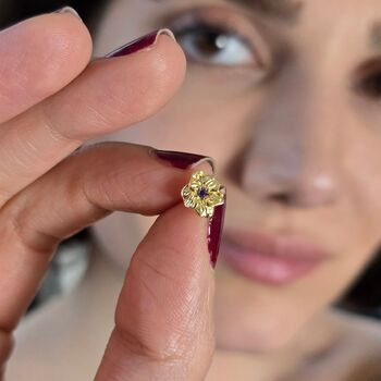 Amethyst February Violet Gold Plated Stud Earrings, 2 of 5