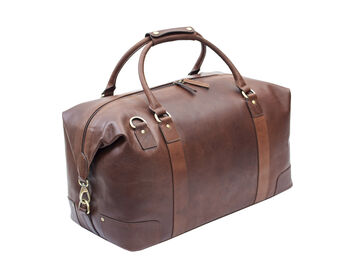 Personalised Luxury Brown Colombian Leather Holdall, 2 of 11