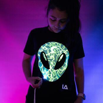 Cool Alien Head Interactive Glow In The Dark T Shirt, 3 of 7