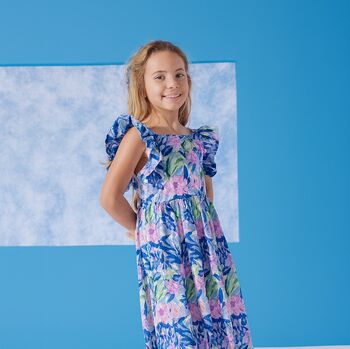 Watercolor Flower Dress With Hair Clip Accessory, 2 of 4