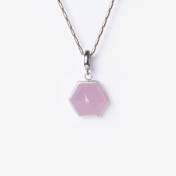 Pink Quartz Dome Silver Charm Clip On Pendant, 4 of 8