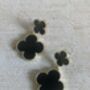 Black Four Leaf Clover Drop Earrings, thumbnail 3 of 4