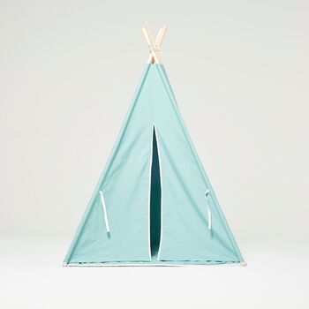Kids Teepee Tent Turquoise Set With Floor Mat, 3 of 4