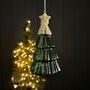 Green Glass Glitter Christmas Tree Hanging Decoration, thumbnail 2 of 3