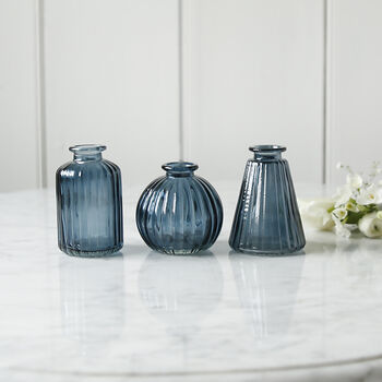 Blue Glass Bud Vase Set Of Three, 4 of 4