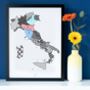 Personalised Map Of Italy Print, thumbnail 5 of 7