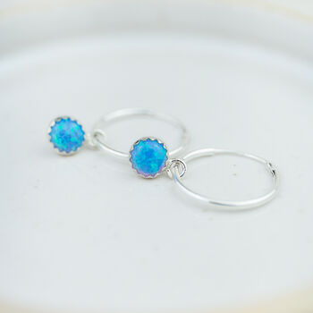 Sterling Silver And Gemstone Hoop Earrings, 2 of 10