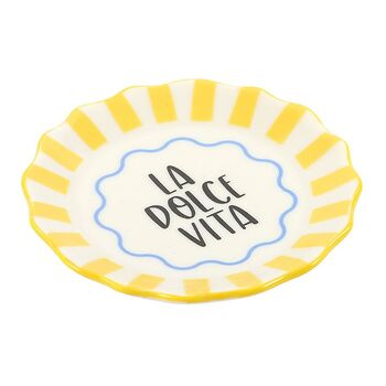 Yellow Striped “La Dolce Vita” Trinket Dish, 2 of 2