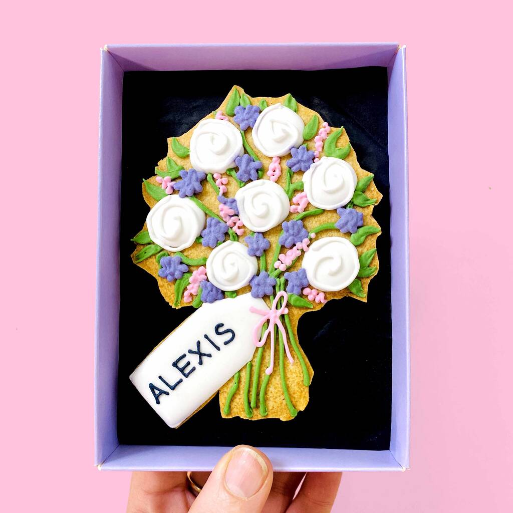 Personalised Floral Bouquet Letterbox Cookie, 1 of 3