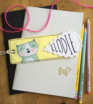 Personalised Happy Cat Name Bookmark For Children, 2 of 7