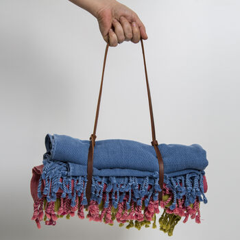 Cotton Beach Towel And Carrier Strap Gift For Mothers, 7 of 9