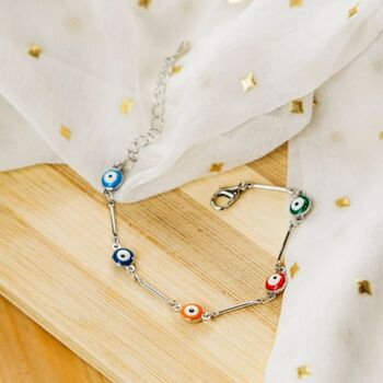 Multicolor Evil Eye Turkish Greek Protection Nazaria Anklet, 3 of 4