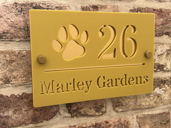 Personalised Dog Footprint Design House Acrylic Number Sign, 3 of 4