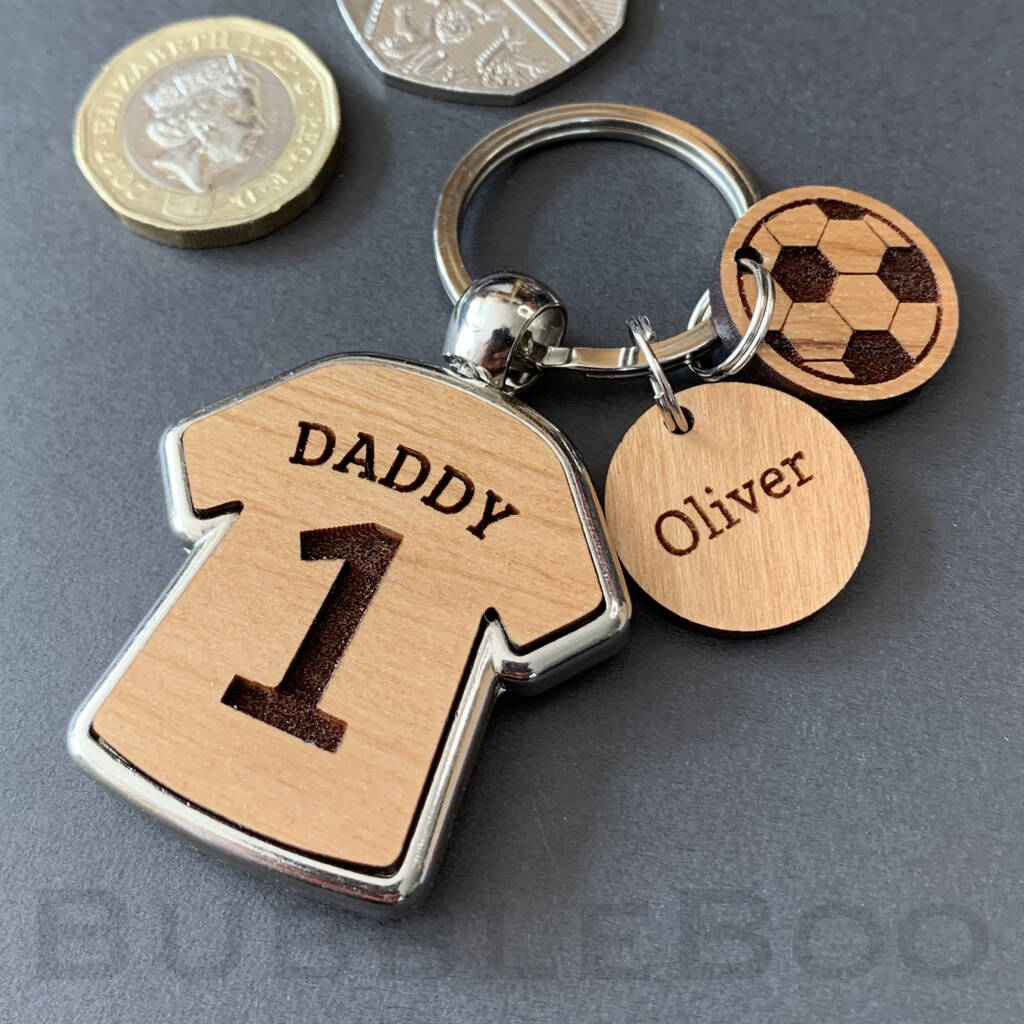 Personalised Football Shirt Number One Dad Keyring, 1 of 7