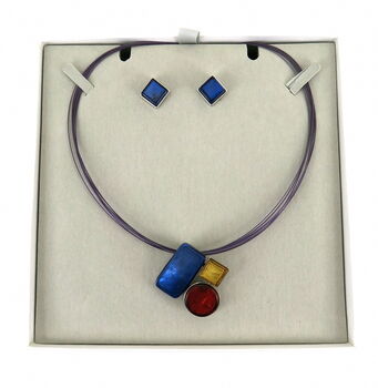Coloured Resin Shapes Necklace And Earrings Set, 2 of 3