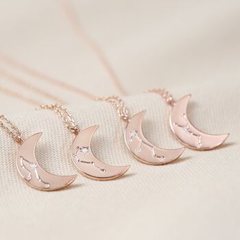 Constellation Moon Pendant Necklace In Rose Gold, 9 of 12