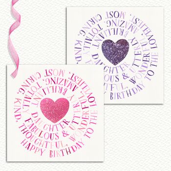 Daughter Birthday Card Pink Sparkle Heart, 3 of 5