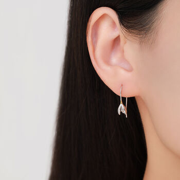 Snowdrop Flower Drop Earrings And Pendant Necklace In Sterling Silver, 3 of 12