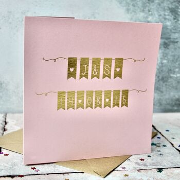 Personalised Anniversary Bunting Gold Foil Card, 3 of 3