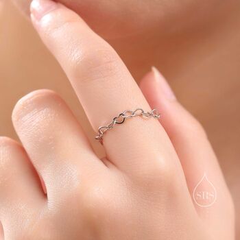 Sterling Silver Heart Link Chain Ring, 2 of 10