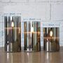 Three Pack Silver Grey Realistic LED Fake Candles, thumbnail 4 of 6